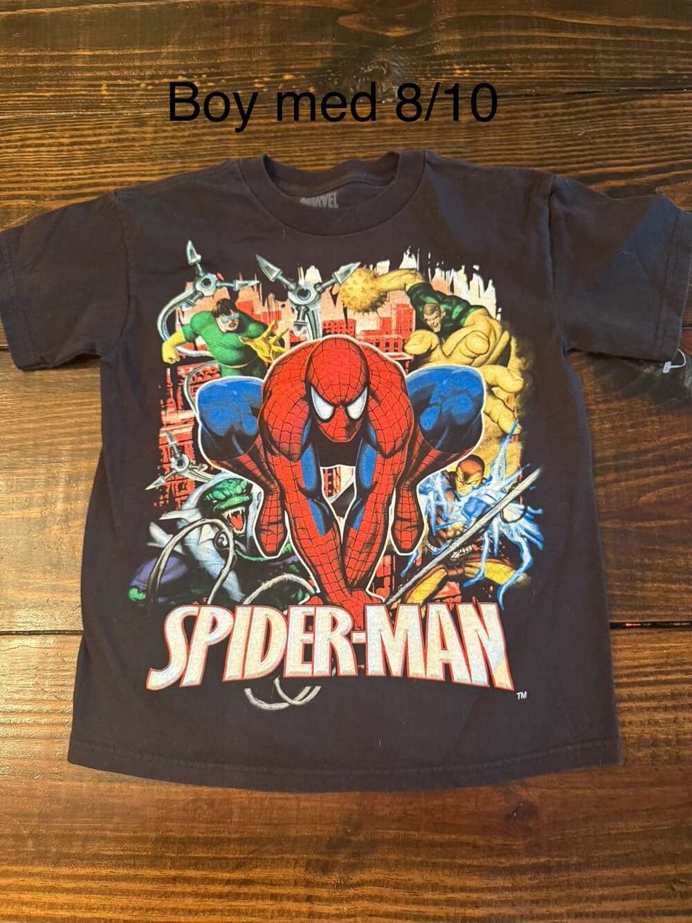 Marvel Spider-Man Villains Graphic T-Shirt Boy's Medium 8/10 Black